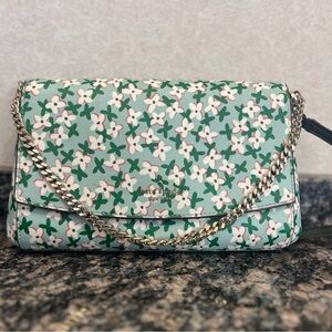 Kate Spade Green and White Floral Crossbody Bag